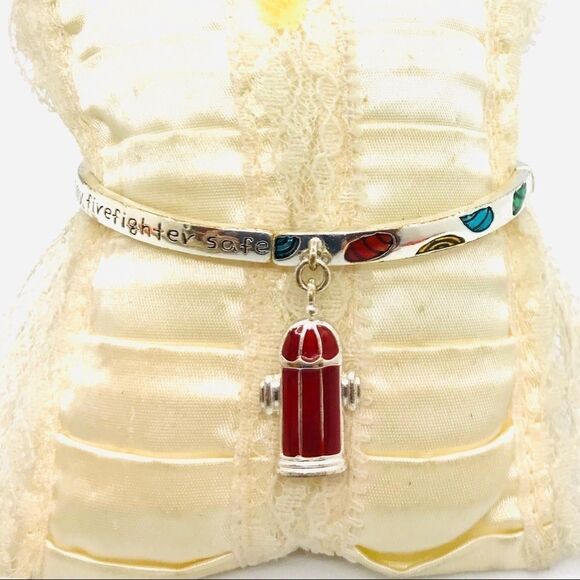 Fireman Blessing Enamel Charm Bracelet Sil… - Picture 3 of 14